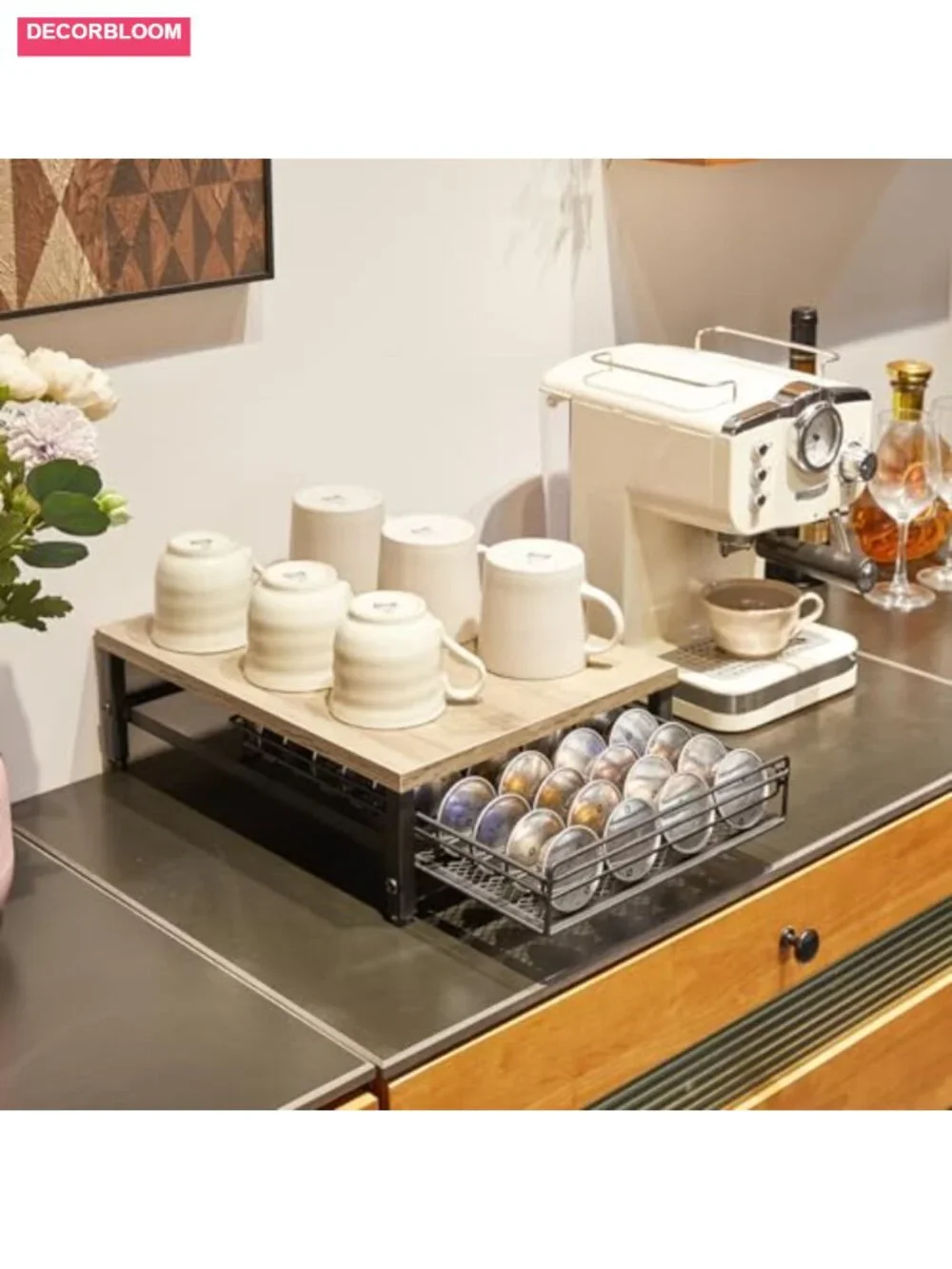 Coffee Pod Drawer Holder for Nespresso Vertuo - Sliding 40 Capsule Storage